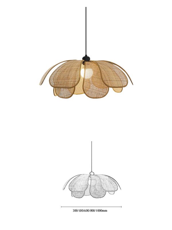 Rattan Petal-Shaped Artistic Pendant Light