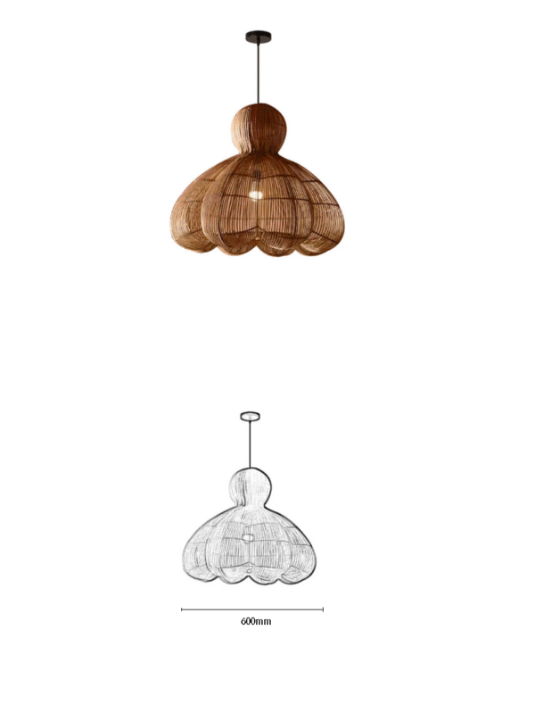 Rattan Gourd-Petal Shaped Artistic Pendant Light