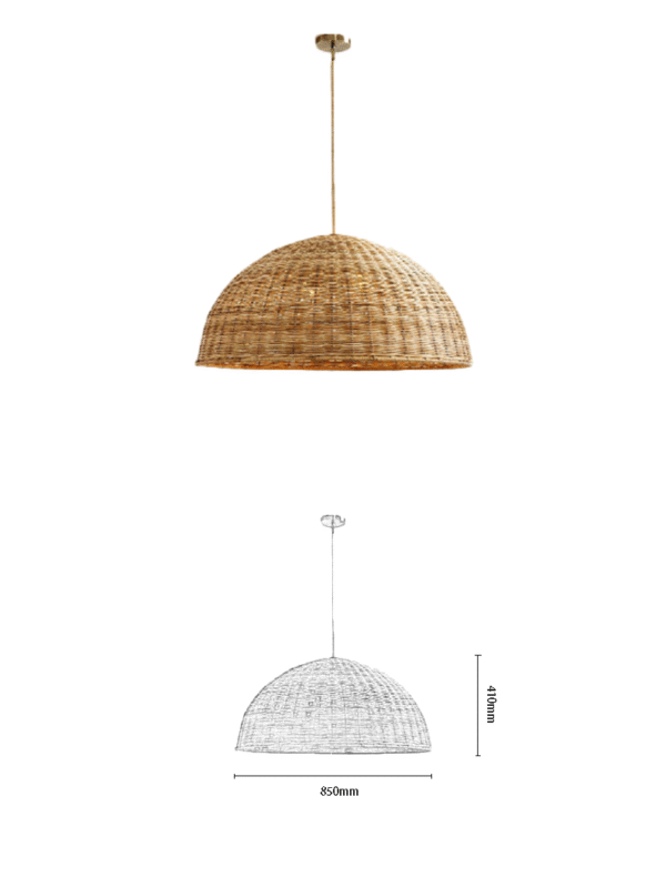 Rattan Hemispherical Minimalist Pendant Light