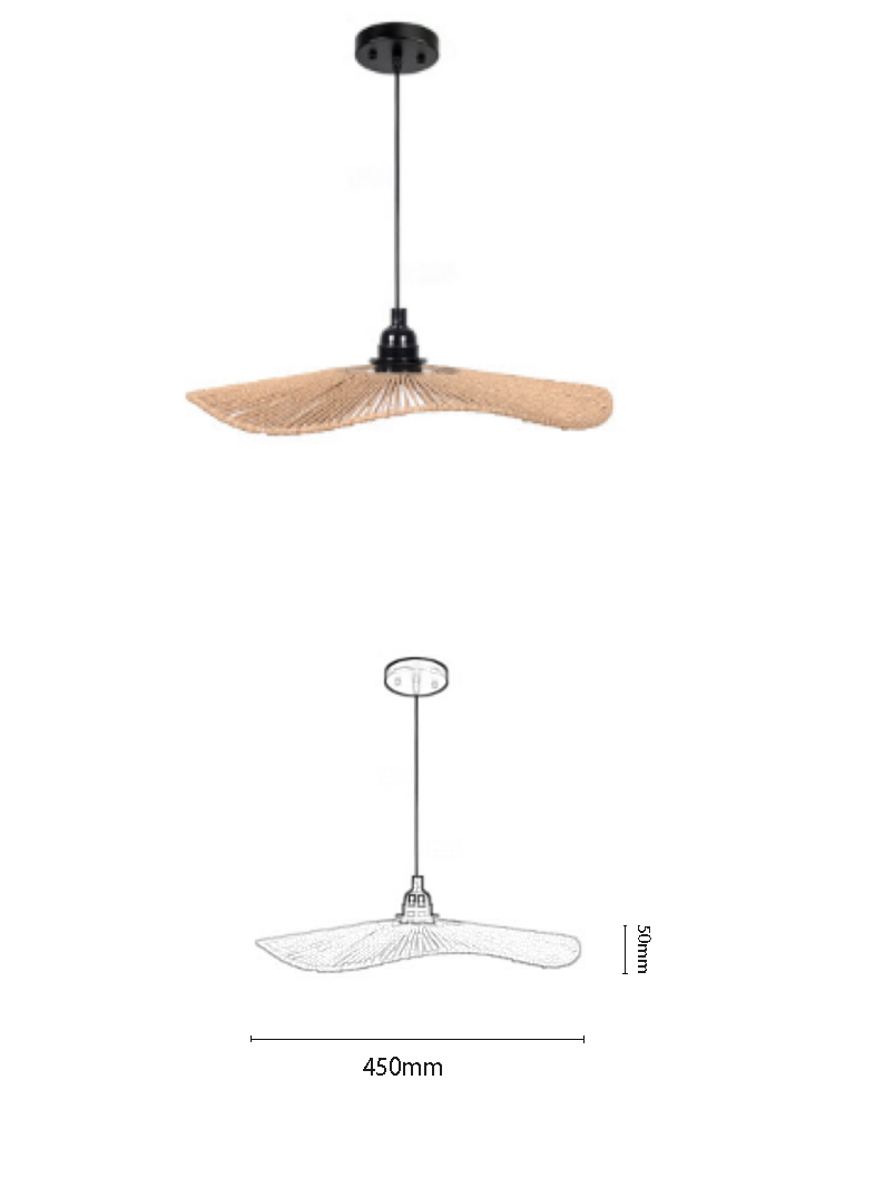 Rattan Fan-Shaped Minimalist Pendant Light - Image 2