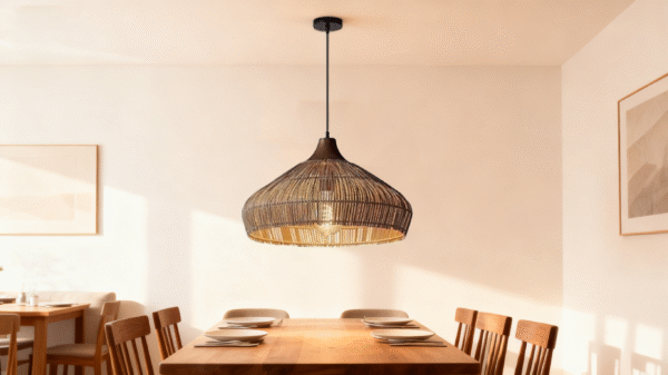 Natural Rattan Hand-Woven LED Pendant Light