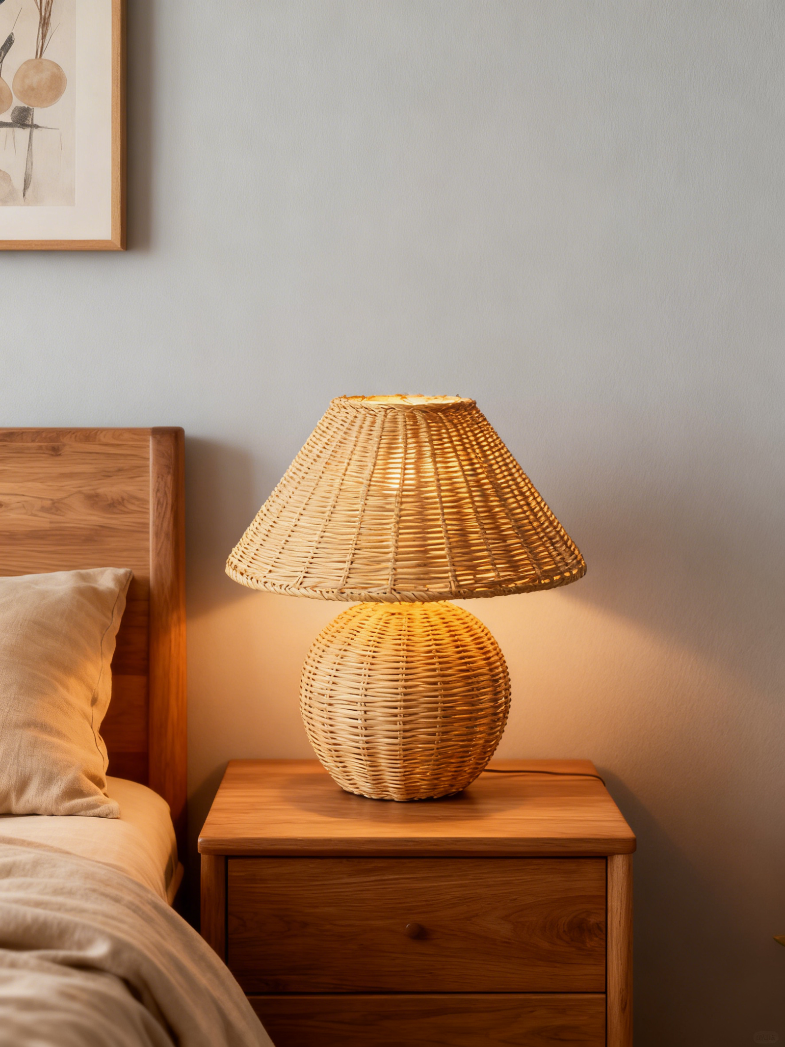 Natural Rattan Table Lamp - Image 1
