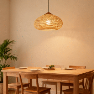 Fabric & Solid Wood LED Pendant Light