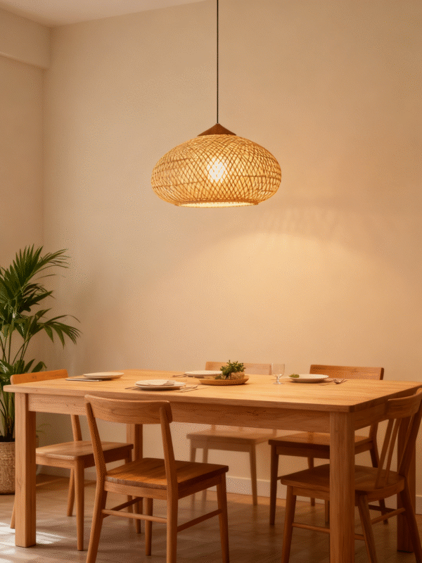 Fabric & Solid Wood LED Pendant Light