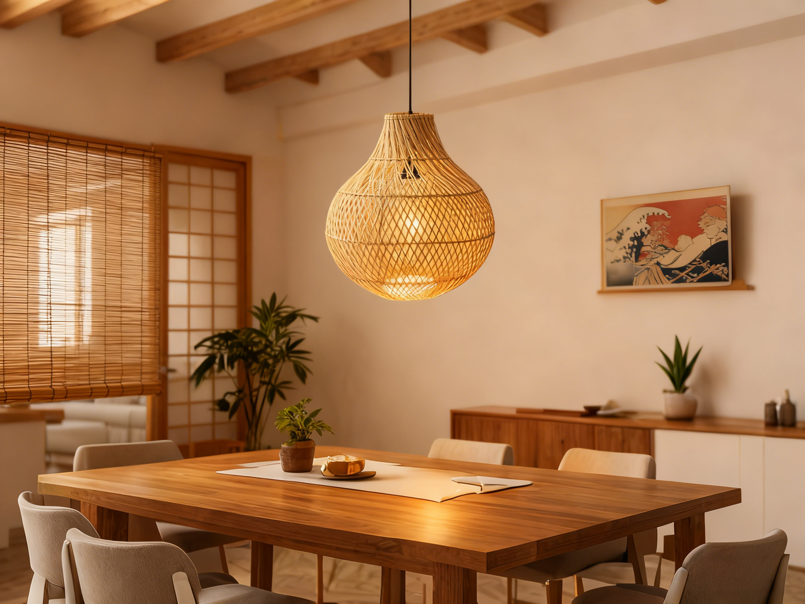 Rattan Onion E27 Pendant Light - Image 1