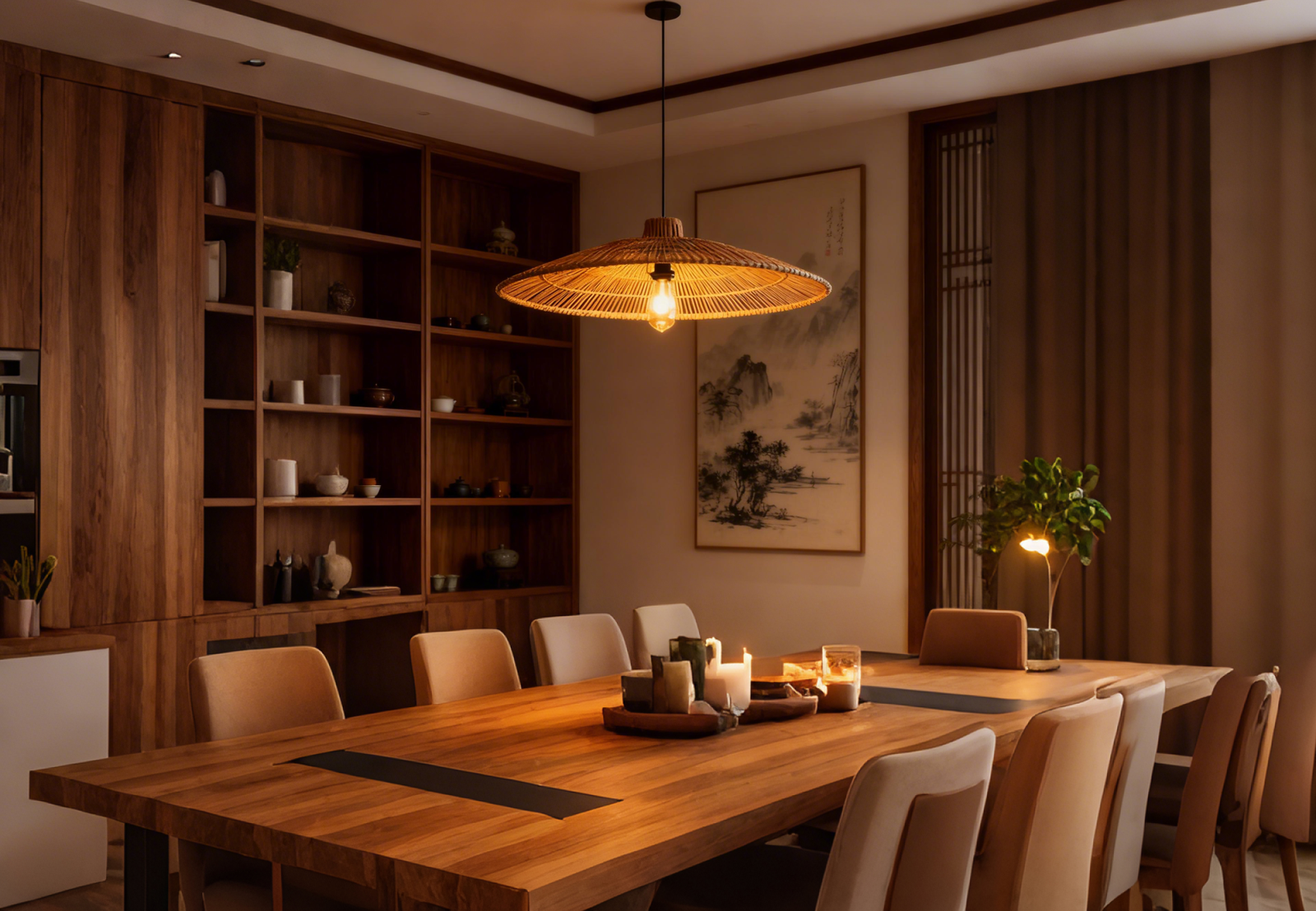 Rattan Conical-Brim E27 Pendant Light - Image 1