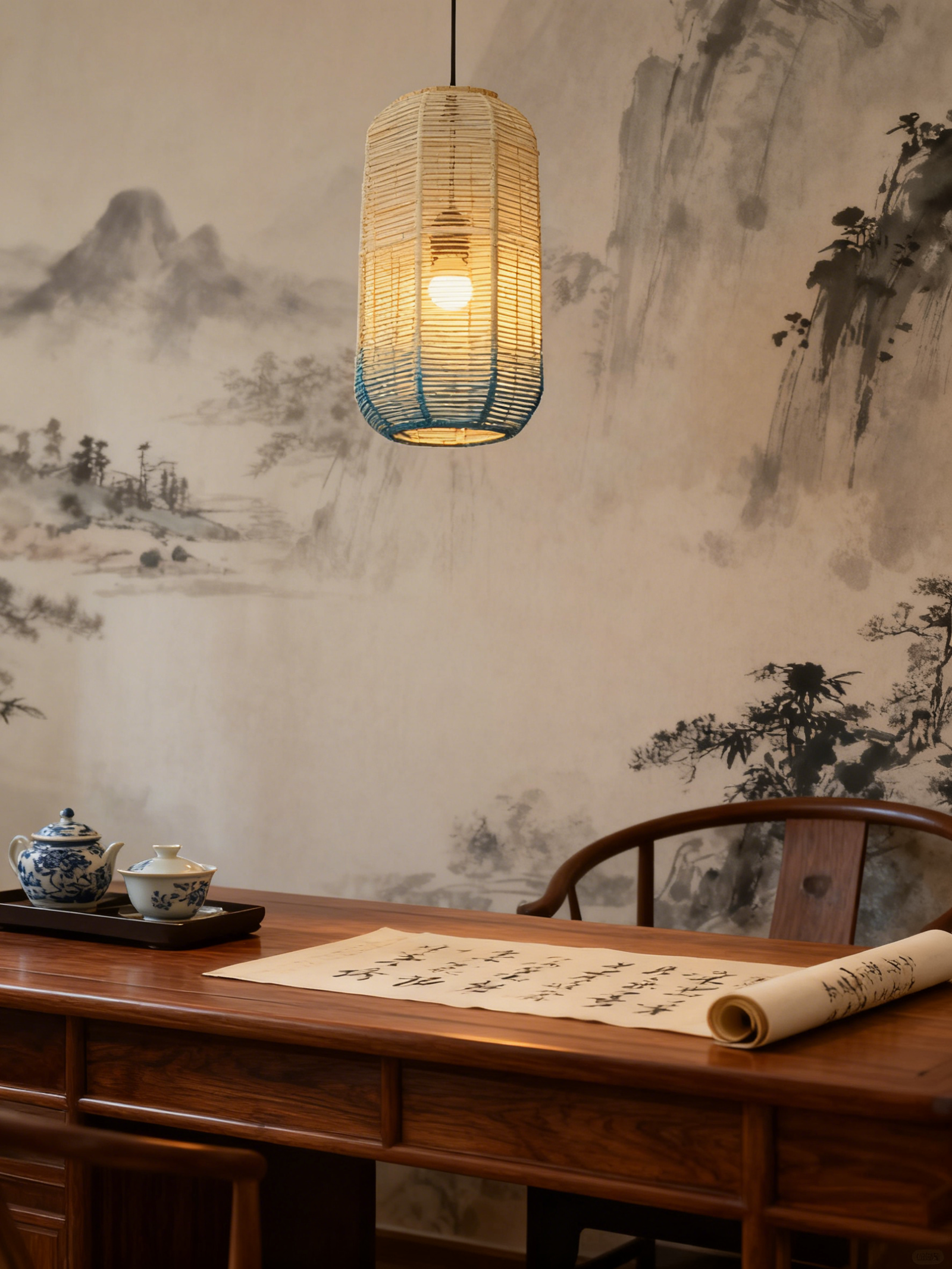 Gradient Rattan Lantern Pendant Light - Image 1