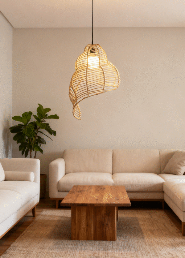 Rattan Conch E27 Pendant Light