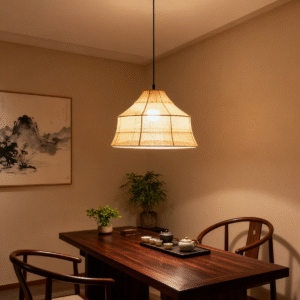 Rattan Trapezoidal E27 Pendant Light