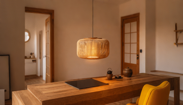 Rattan Cylindrical E27 Pendant Light