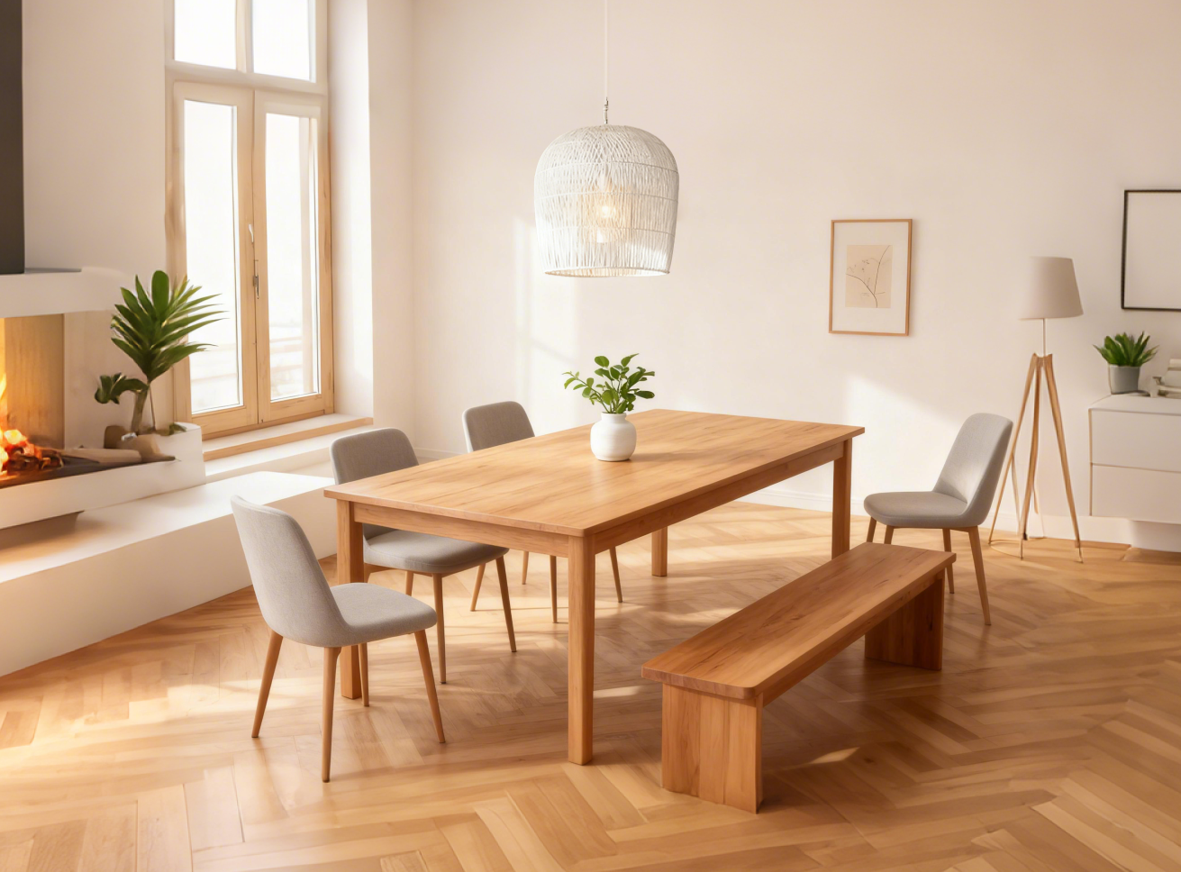 Rattan Textured Spherical E27 Pendant Light - Image 1