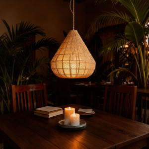 Rattan Teardrop-Shaped Pendant Light