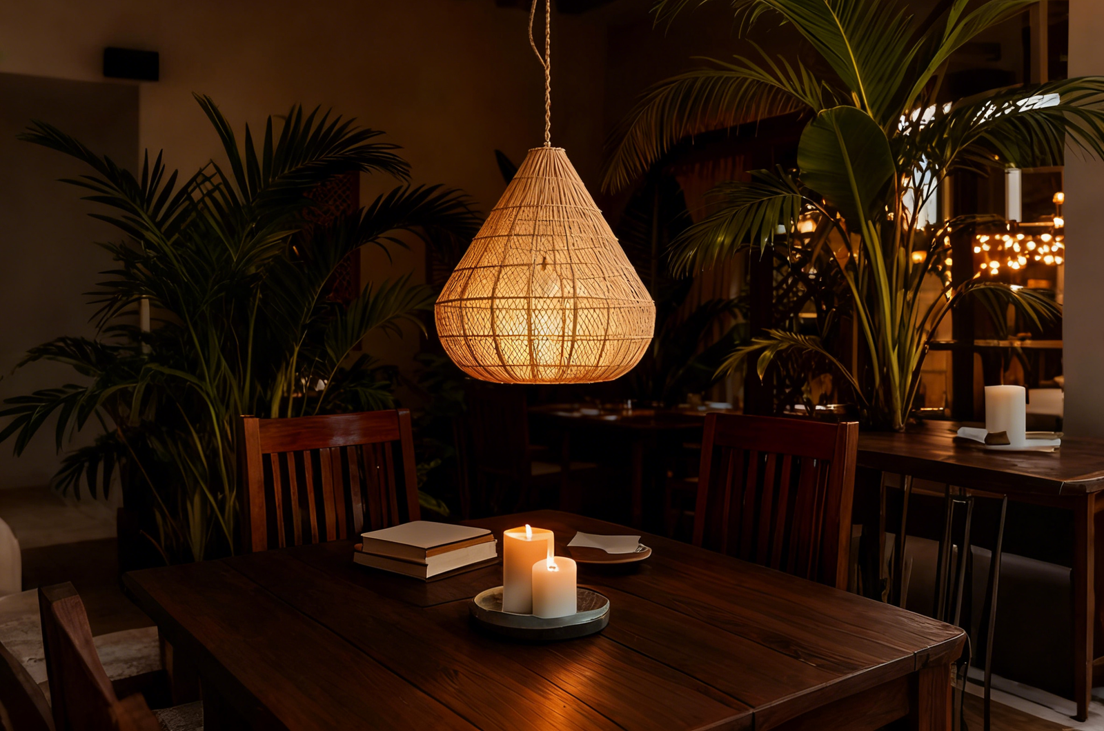 Rattan Teardrop-Shaped Pendant Light - Image 1