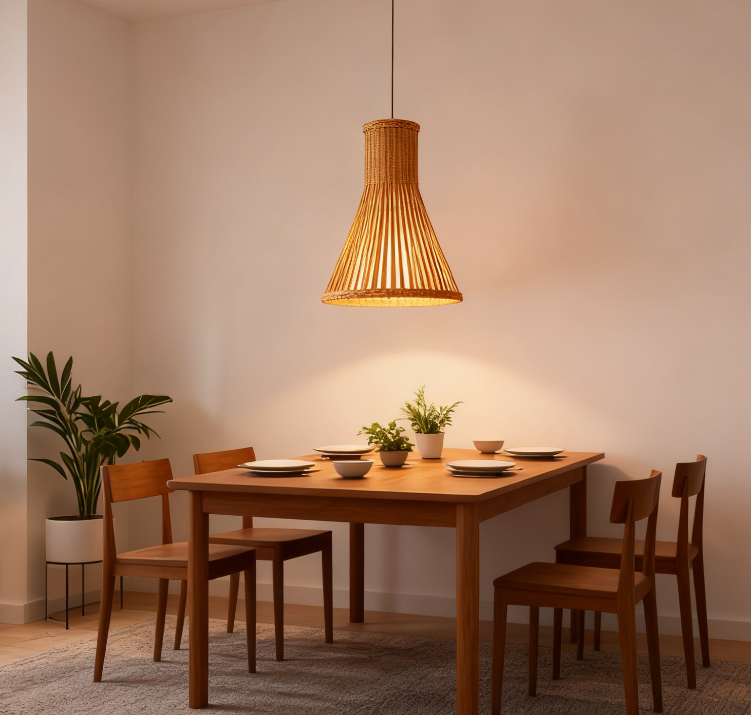 Bamboo Conical E27 Pendant Light - Image 1
