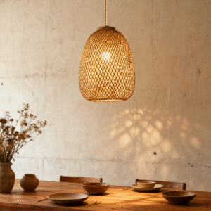 Bamboo Mesh Lantern Pendant Light