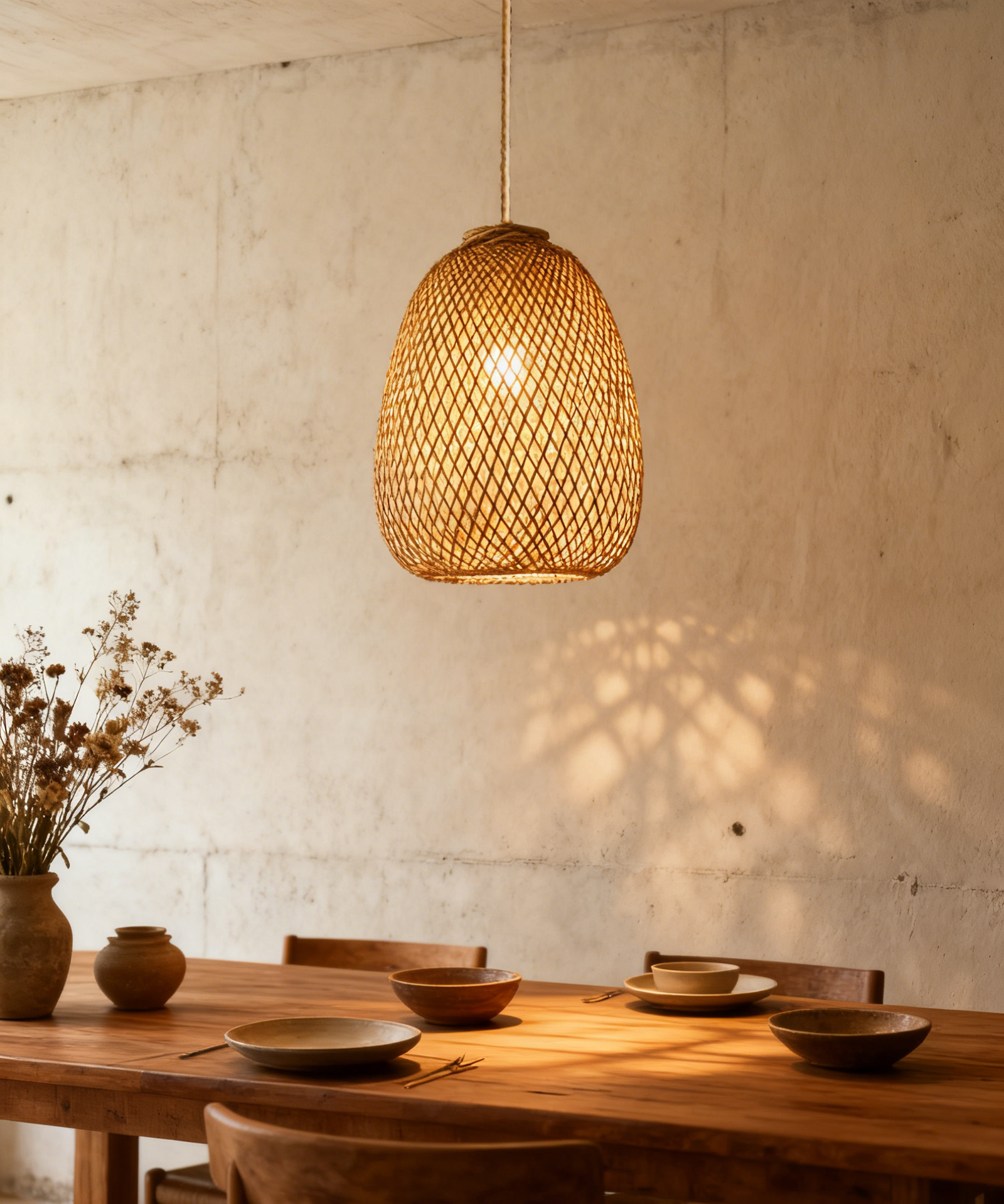 Bamboo Mesh Lantern Pendant Light - Image 1
