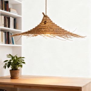 Dry Branch & Rattan Conical Artistic Pendant Light