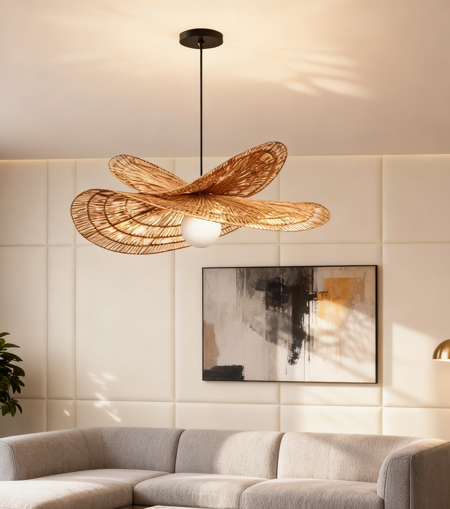 Rattan Butterfly-Wing Artistic Pendant Light - Image 1