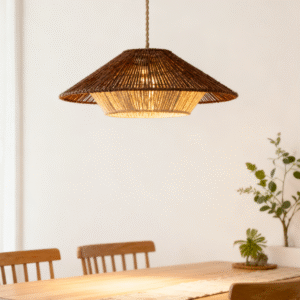 Hemp Rope & Iron Art Double-Layer Conical Pendant Light