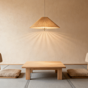Bamboo-Woven Pleated Umbrella Pendant Light