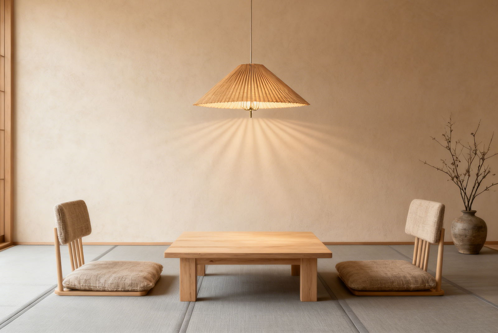 Bamboo-Woven Pleated Umbrella Pendant Light - Image 1