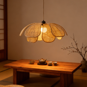 Rattan Petal-Shaped Artistic Pendant Light