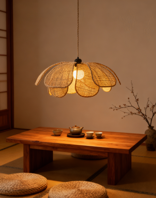 Rattan Petal-Shaped Artistic Pendant Light