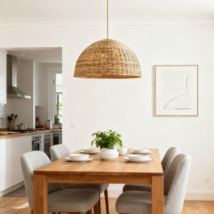 Rattan Hemispherical Minimalist Pendant Light