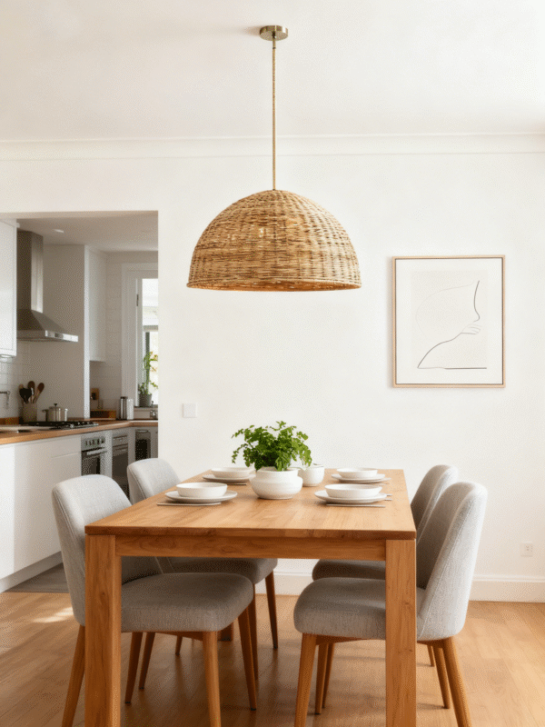 Rattan Hemispherical Minimalist Pendant Light