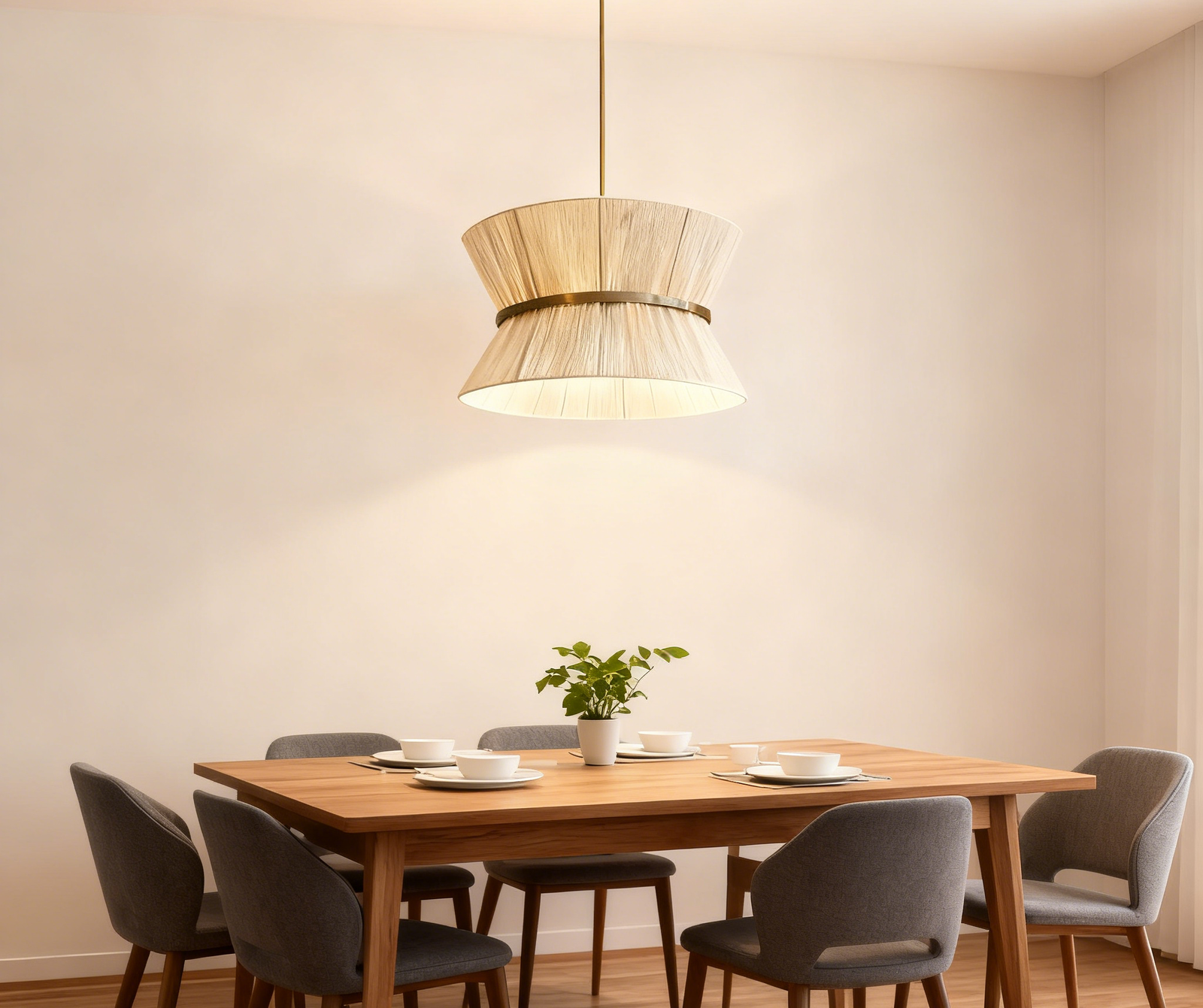Bamboo Pleated Double-Layer Light Luxury Pendant Light - Image 1
