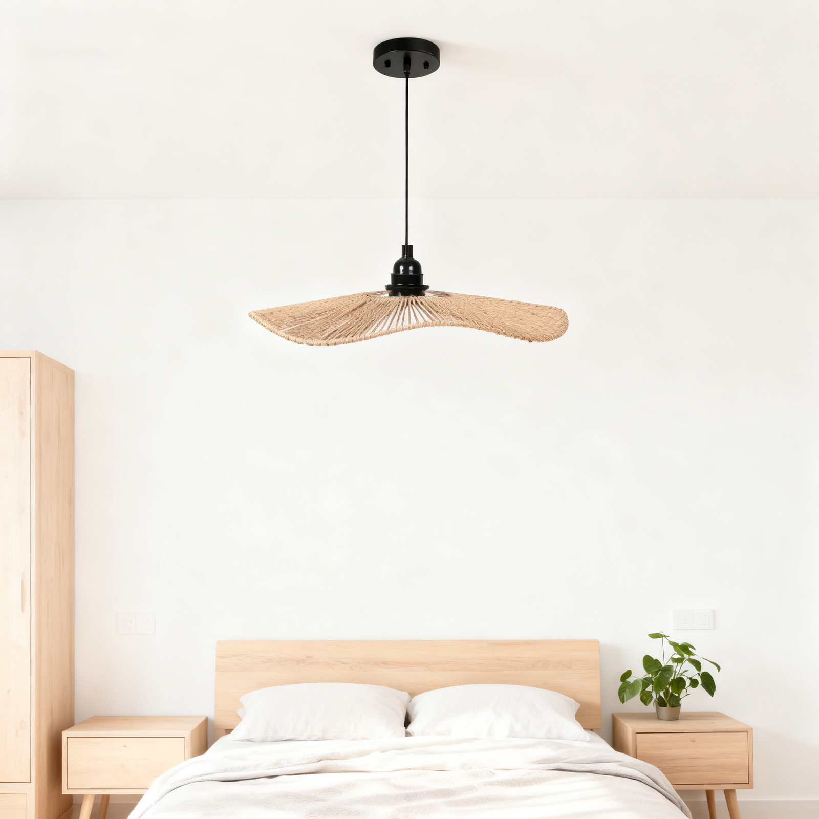 Rattan Fan-Shaped Minimalist Pendant Light - Image 1