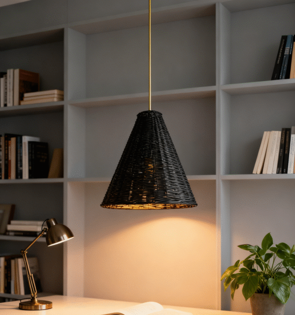Rattan Conical 2-Color Pendant Light