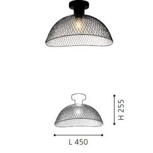 Modern Farmhouse Black Mesh Ceiling Lamp - Retro Dome Flush Mount Light for Living Room/Kitchen - Image 2