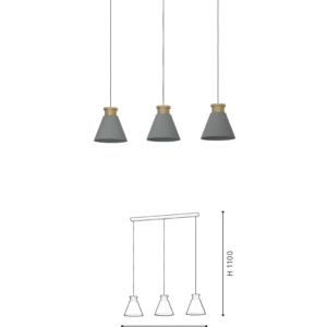 Minimalist 3-Head Gray-Gold Pendant Light - Conical Shades, Elegant Ceiling Lamp for Living & Dining Spaces - Image 2