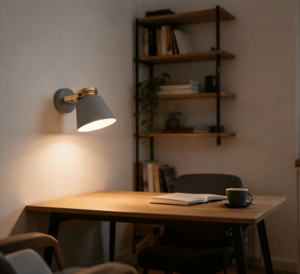 Modern Gray & Gold Wall Light - Adjustable Angle, Decorative Sconce for Contemporary Home Interiors