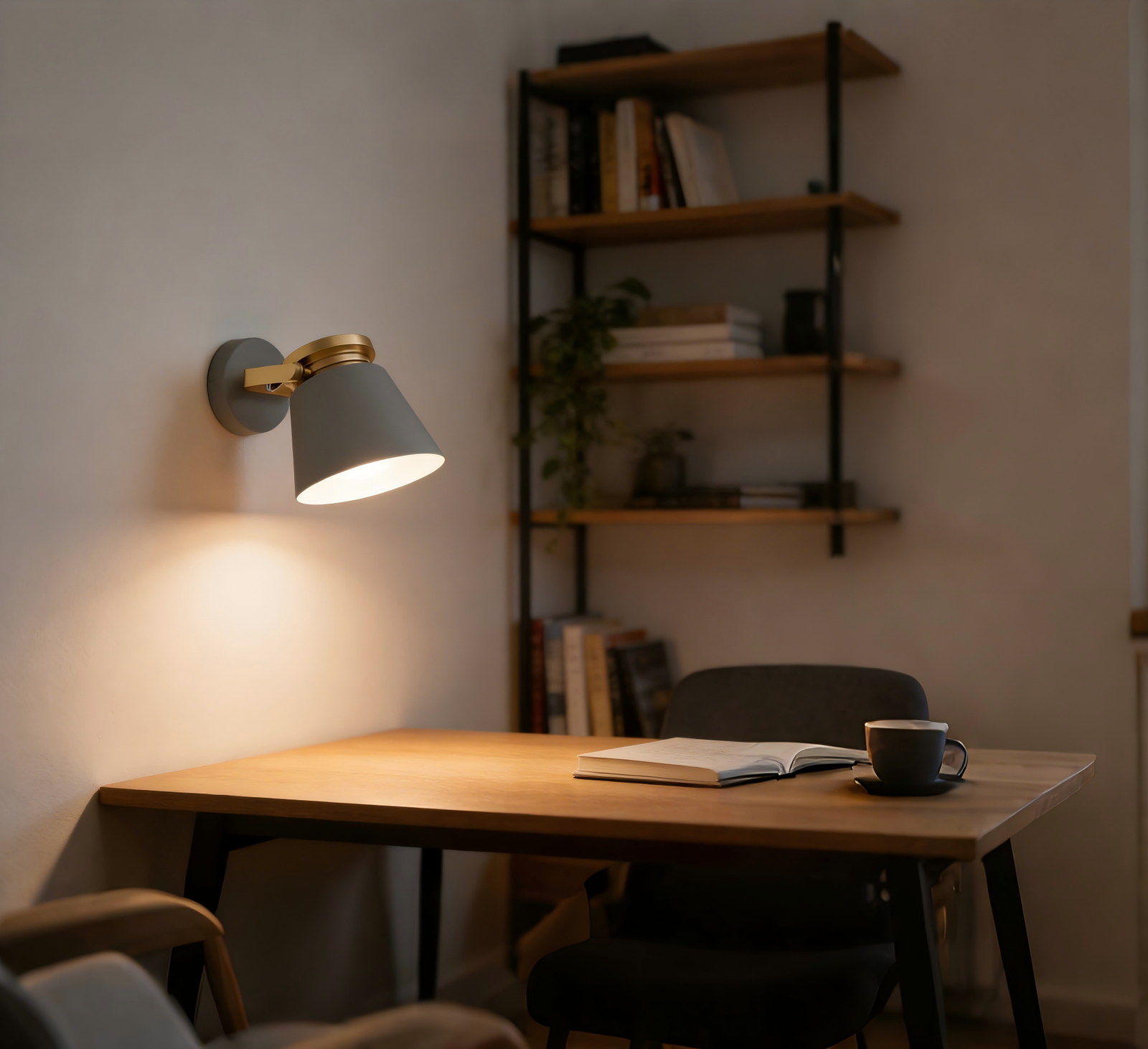 Modern Gray & Gold Wall Light - Adjustable Angle, Decorative Sconce for Contemporary Home Interiors - Image 1