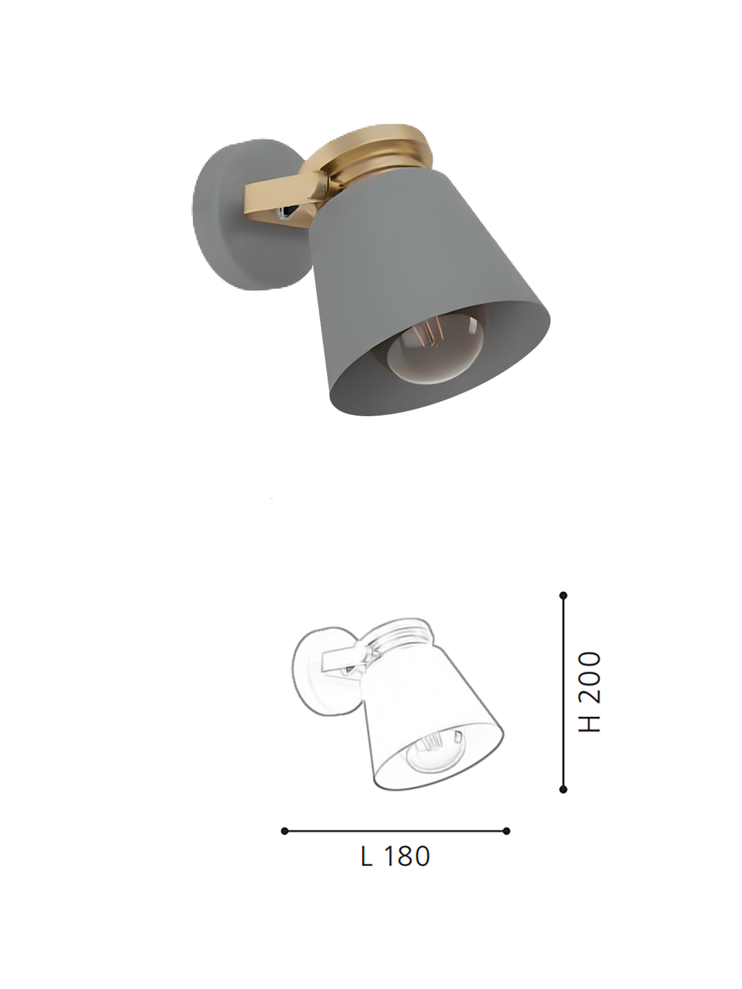 Modern Gray & Gold Wall Light - Adjustable Angle, Decorative Sconce for Contemporary Home Interiors - Image 2