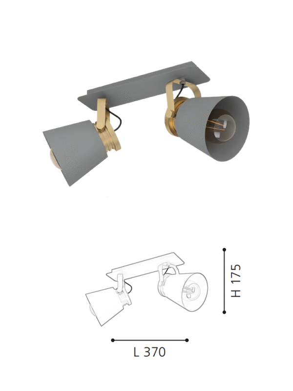Minimalist 2-Head Gray-Gold light - Functional Accent Lamp for Contemporary Rooms