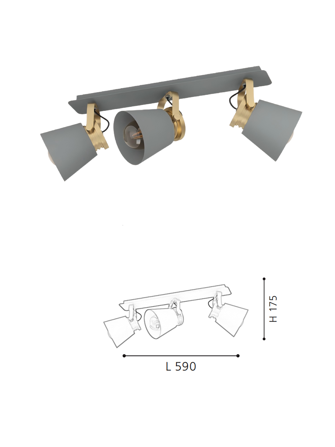Minimalist 3-Head Gray-Gold light - Functional Accent Lamp for Contemporary Rooms - Image 2