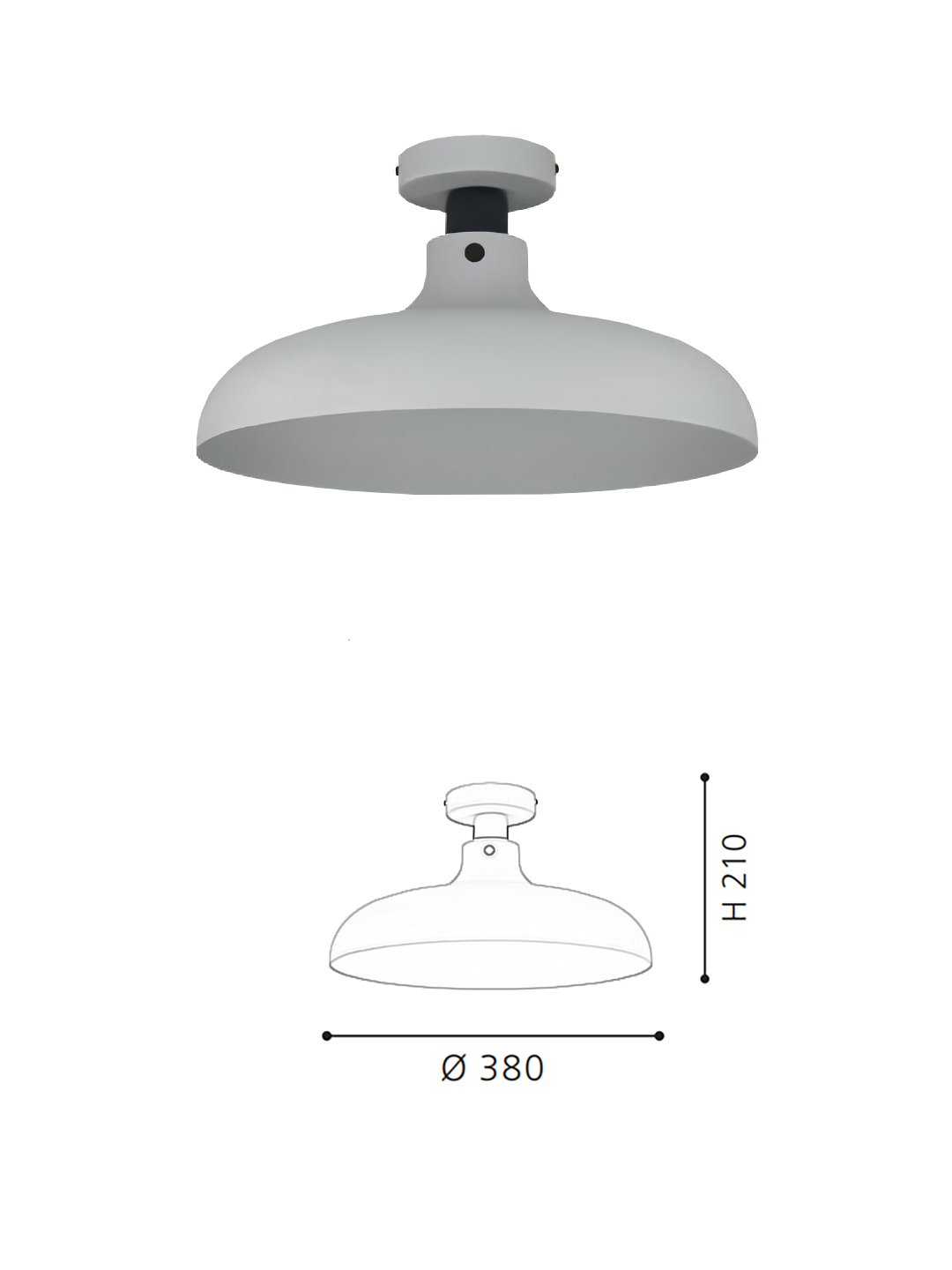 Minimalist Gray-Black Hemisphere Ceiling Light  - Stylish Ceiling Lamp for Home Interiors - Image 2