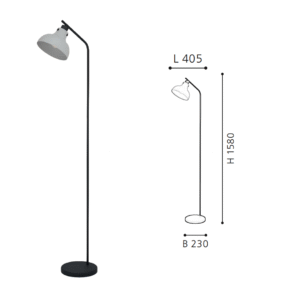 Sleek Black-Grey Floor Lamp - Curved Pole, Decorative Lamp for Contemporary Living & Bedrooms - Image 2