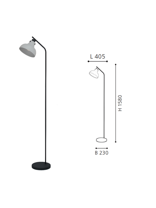 Sleek Black-Grey Floor Lamp - Curved Pole, Decorative Lamp for Contemporary Living & Bedrooms