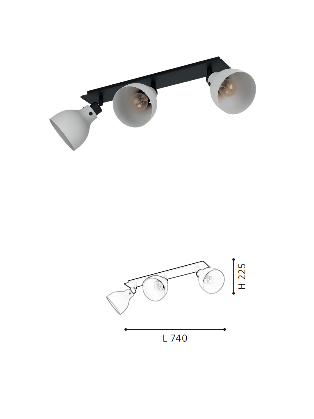 Minimalist 3-Head Black-Grey Ceiling light Functional Accent Lamp for Contemporary Rooms - Image 2