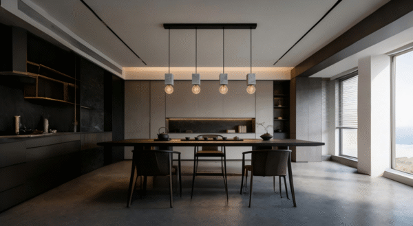 Minimalist 4-Head Concrete Light -Decorative Pendant Lamp for Living Rooms