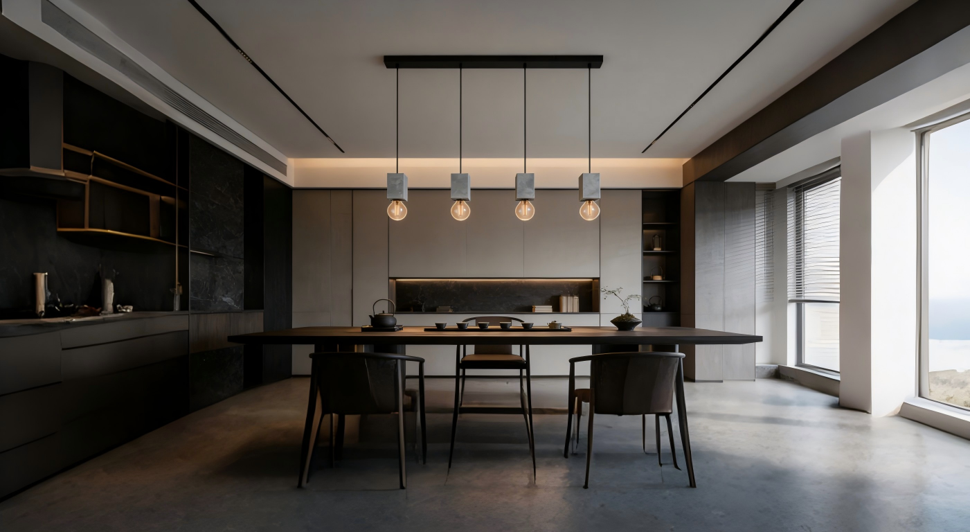 Minimalist 4-Head Concrete Light -Decorative Pendant Lamp for Living Rooms - Image 1