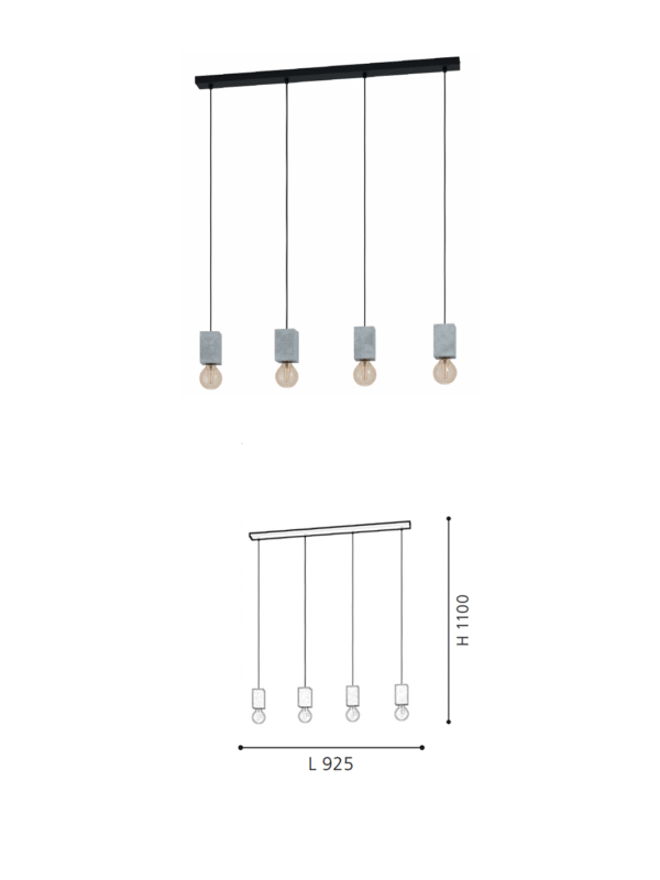 Minimalist 4-Head Concrete Light -Decorative Pendant Lamp for Living Rooms