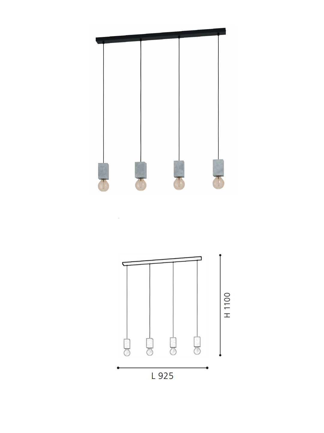 Minimalist 4-Head Concrete Light -Decorative Pendant Lamp for Living Rooms - Image 2