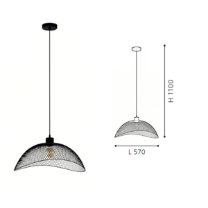 Modern Industrial Pendant Light (Black) - Wire Mesh Dome, Decorative Lamp for Living Spaces - Image 2
