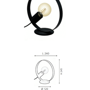 Modern Circular Frame Table Lamp - Retro Bulb Accent, Functional Lamp for Home Offices - Image 2