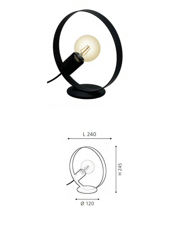 Modern Circular Frame Table Lamp - Retro Bulb Accent, Functional Lamp for Home Offices